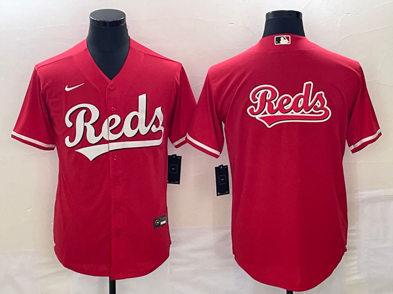 Men's Cincinnati Reds Red Team Big Logo Cool Base Stitched Baseball Jersey
